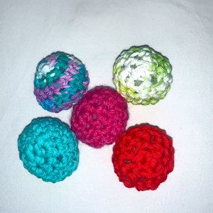 Hand Crafted 10 Crocheted Organic Catnip Yarn Roly Poly Toys